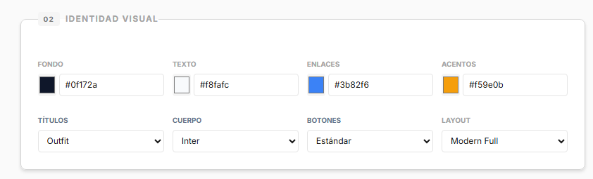 Configurar IDENTIDAD VISUAL