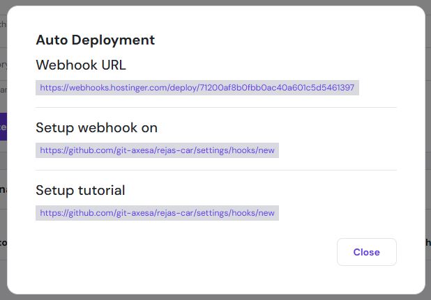 Auto deployment webhook
