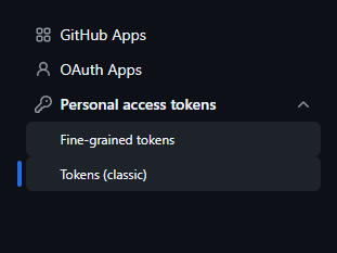 Crear token classic con scope repo