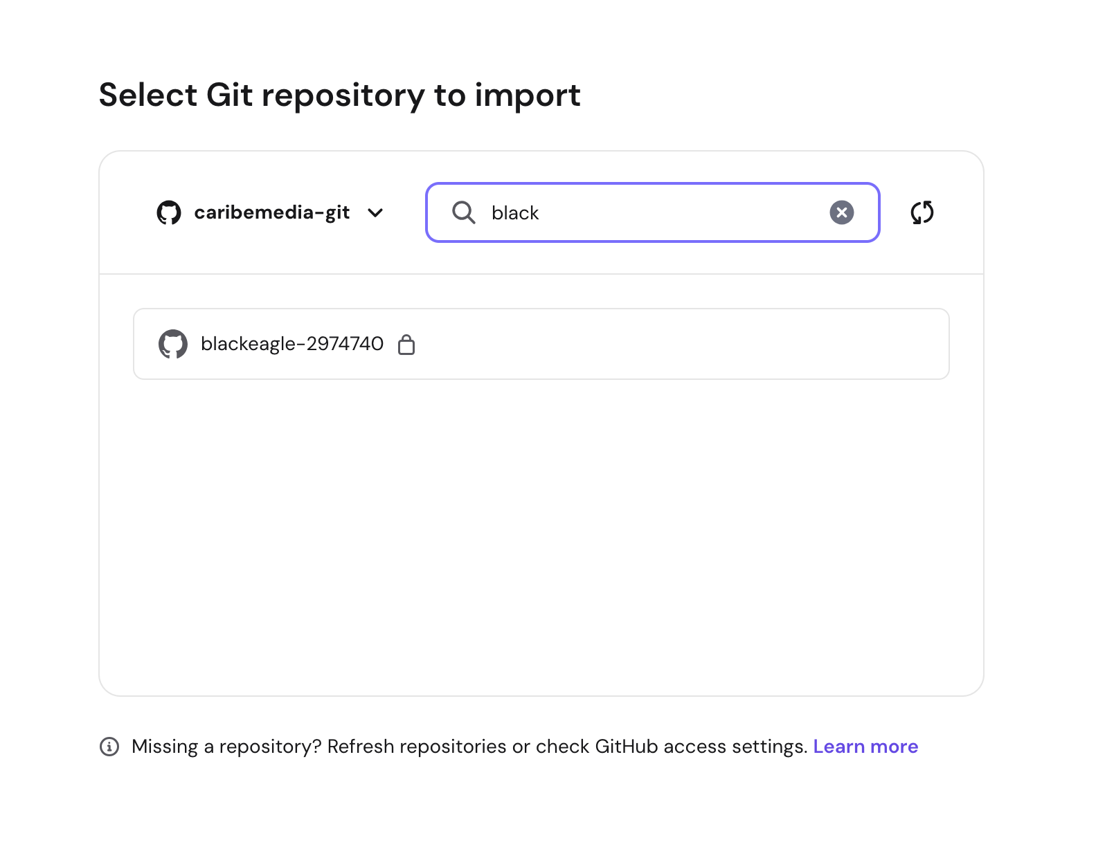 Seleccionar repositorio de GitHub