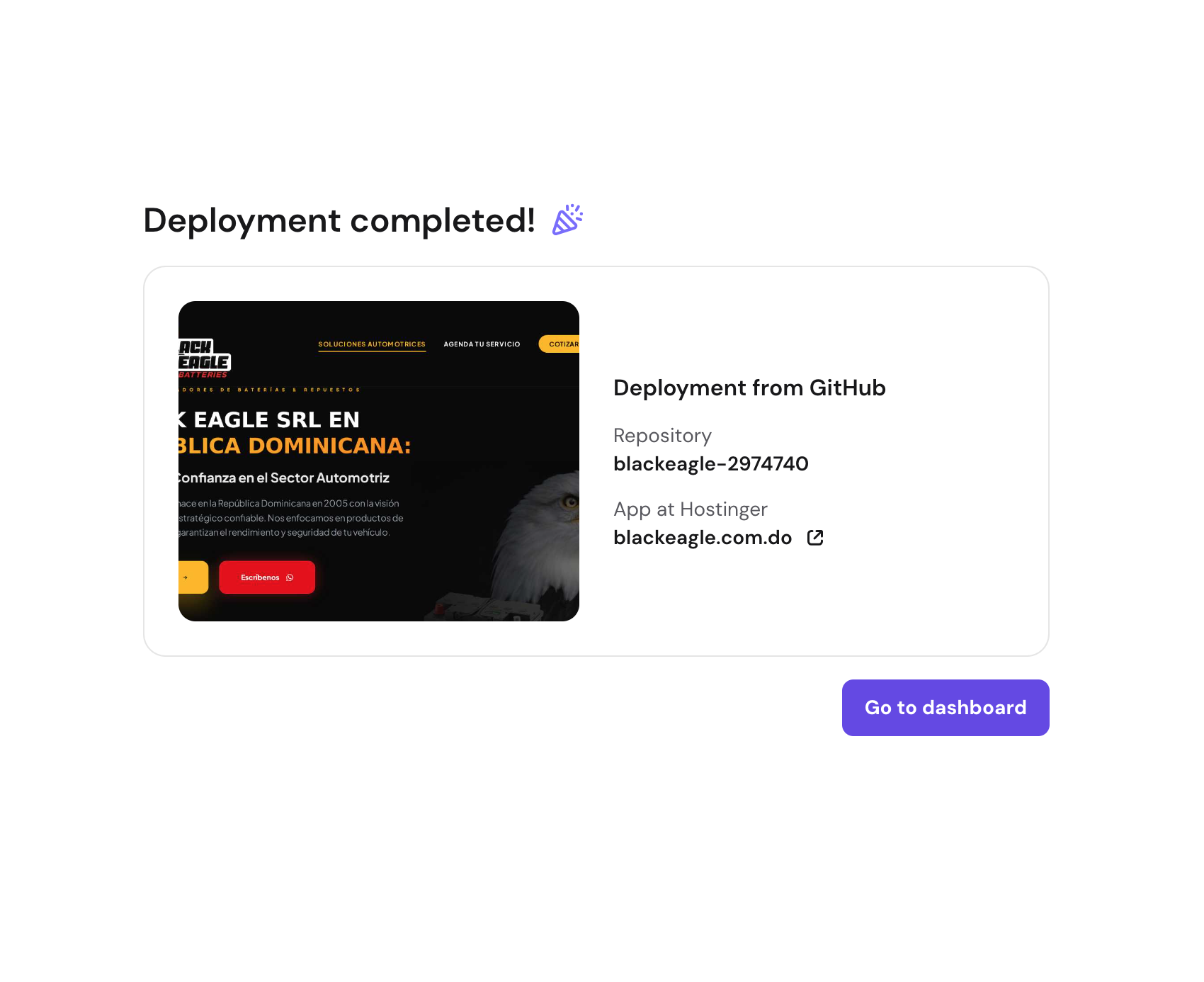 Deployment completed